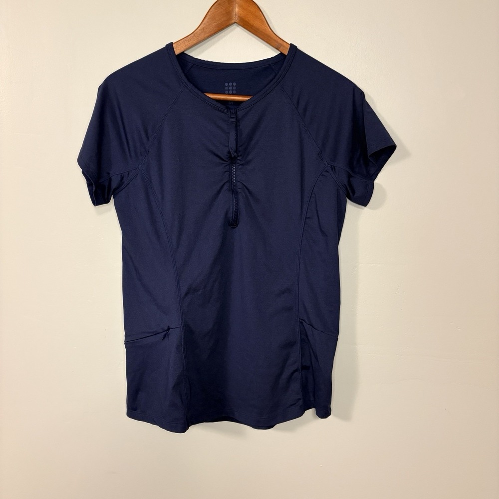 Title Nine Sunbuster 1/2 Zip Short Sleeve Sun Shirt‎ Rash Guard Pockets Size M